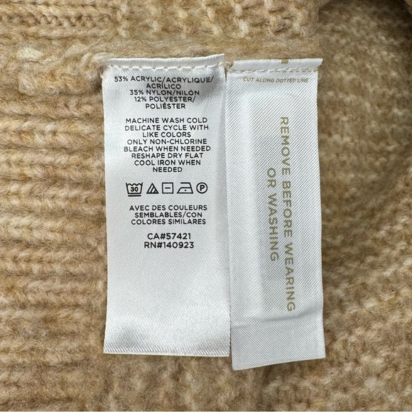 LOFT Fringe Cable Knit Sweater Tan Beige XL - Picture 8 of 10